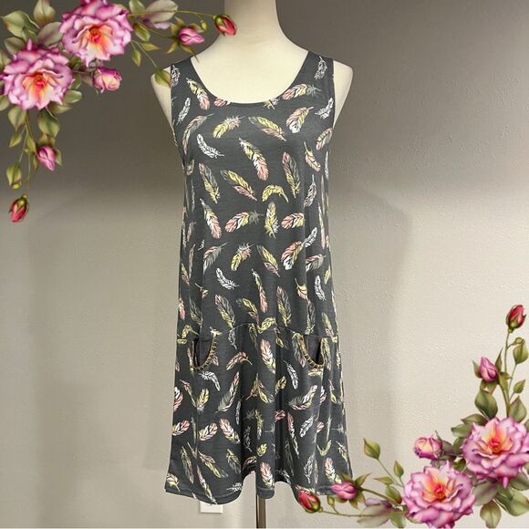 Feather Print Sleeveless mini Dress size small - Picture 1 of 12